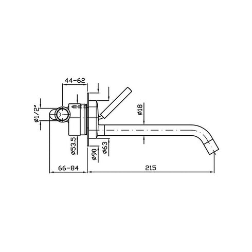 Zucchetti Isystick Wall Basin Mixer 215mm Spout